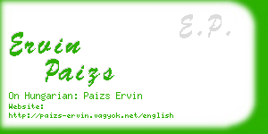 ervin paizs business card
